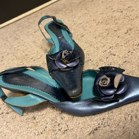 Bruno Karol size 42 (11.5) vintage flower and gold dipped heels good vintage con - Picture 11 of 13
